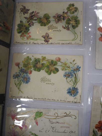 CARTES FANTAISIES gaufrées à reliefs, dont...