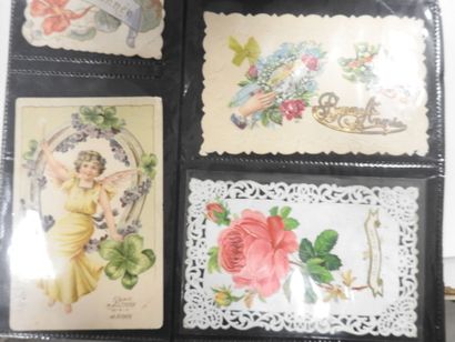 CARTES FANTAISIES gaufrées à reliefs, pourtours...