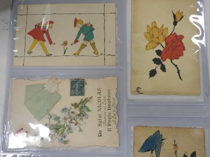 CARTES FANTAISIES gaufrées à reliefs : « Fleurs »....