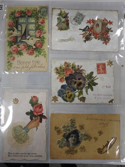 CARTES FANTAISIES gaufrées à reliefs : « Romantique »....