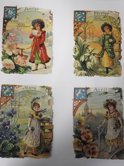 CHROMOLITHOGRAPHIES (partiellement collées)...