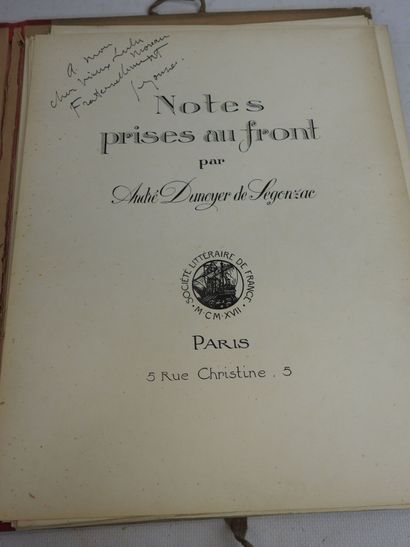 DUNOYER de SEGONZAC (André) - Notes prises...
