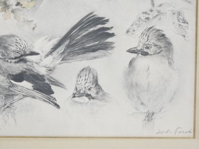 Xavier DE PORET (1894-1975) : Les Geais....