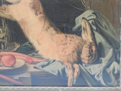 NATURE MORTE AU LIEVRE. Chromolithographie....