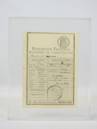 Ancien permis de chasse de 1901, sous inclusion....