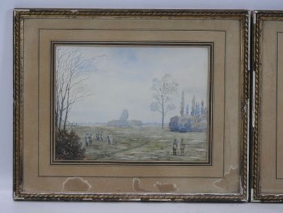 Ecole ANGLAISE vers 1900 : Scènes de chasse...