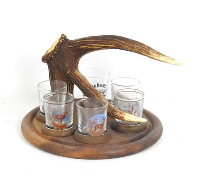 SERVICE A ALCOOL en bois et prise en andouiller...