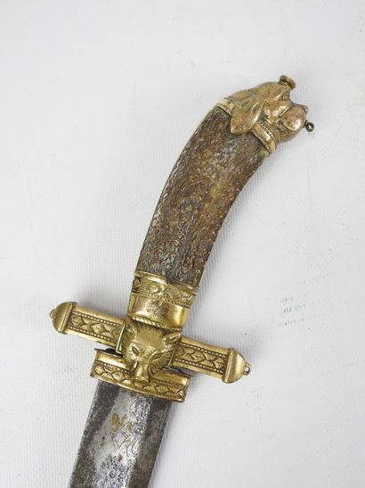 Couteau de vènerie, fusée en bois de cerf,...