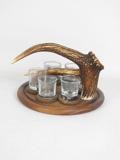SERVICE A ALCOOL en bois et prise en andouiller...
