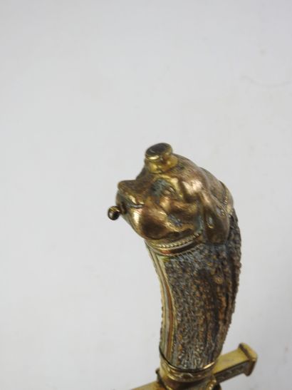 Couteau de vènerie, fusée en bois de cerf,...