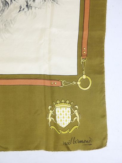 CARRE DE SOIE à décor de setters et de bécasses....