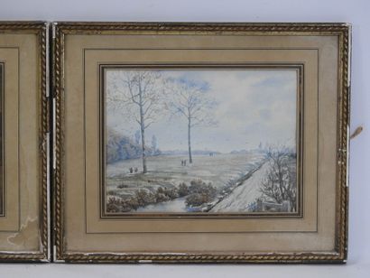 Ecole ANGLAISE vers 1900 : Scènes de chasse...