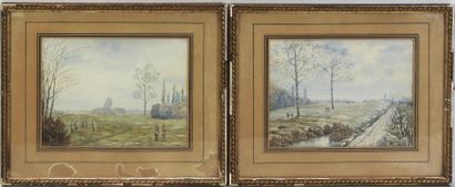 Ecole ANGLAISE vers 1900 : Scènes de chasse...