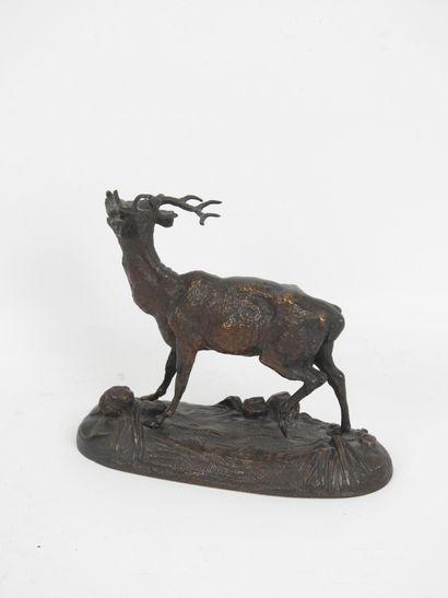 Ecole du XIXe siècle : Cerf bramant. Epreuve...