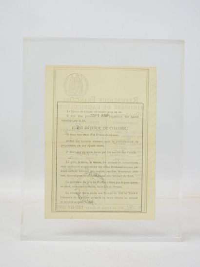 Ancien permis de chasse de 1901, sous inclusion....