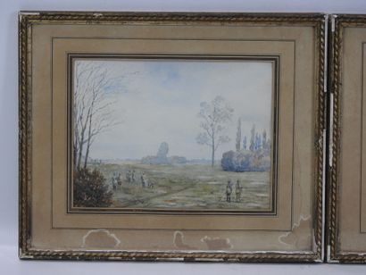 Ecole ANGLAISE vers 1900 : Scènes de chasse...
