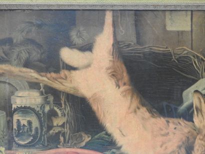 NATURE MORTE AU LIEVRE. Chromolithographie....