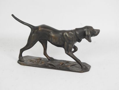 Ecole du XXe siècle : Chien à l'arrêt. Sujet...