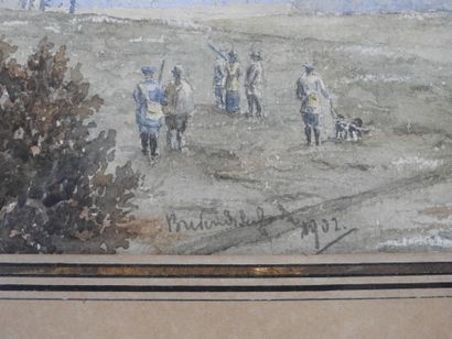 Ecole ANGLAISE vers 1900 : Scènes de chasse...