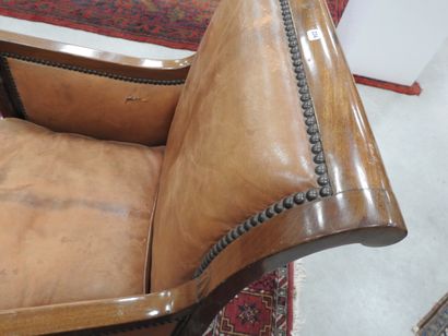 Pair of mahogany shepherd's chairs, backs...