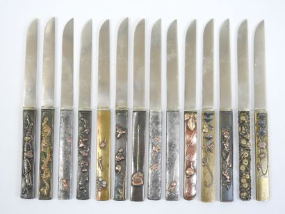 JAPAN: Fourteen patinated and partially gilded...