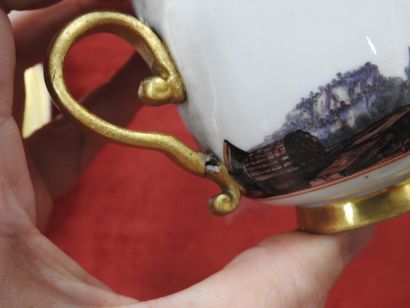 MEISSEN
Porcelain cup and saucer with polychrome...