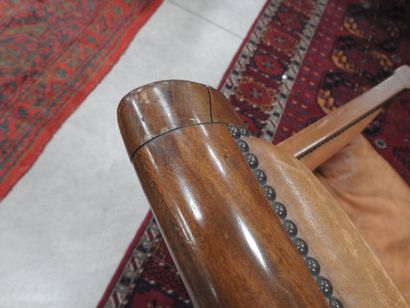 Pair of mahogany shepherd's chairs, backs...