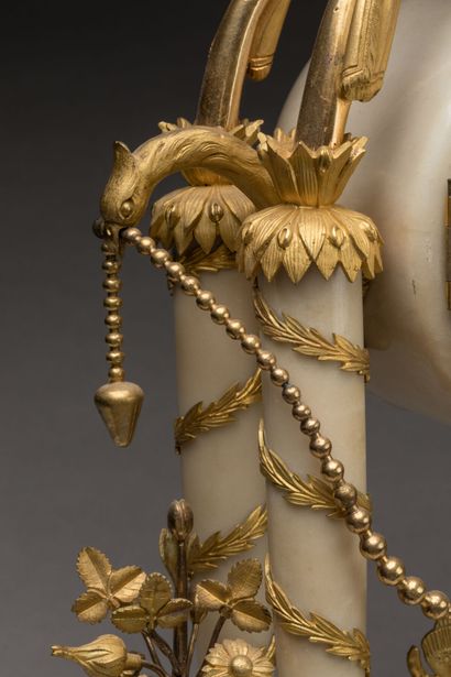 PENDULE PORTIQUE in white marble and gilt...