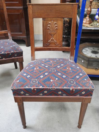 SIX CHAIRS in mahogany, bandeau à la gerbe...
