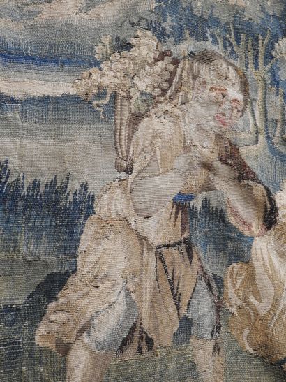 AUBUSSON : Tapisserie en laine à décor d'une...