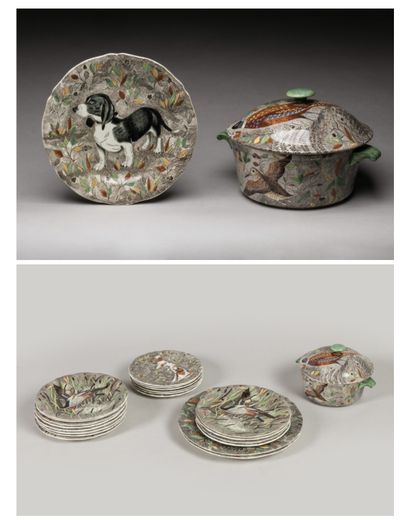 GIEN : Partie de service de table en faience...