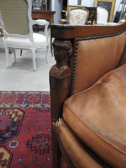 Pair of mahogany shepherd's chairs, backs...
