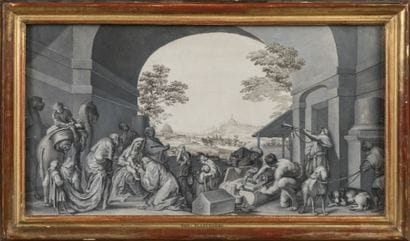 Ecole ITALIENNE du XVIIe siècle : 
Adoration...