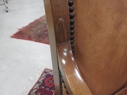 Pair of mahogany shepherd's chairs, backs...