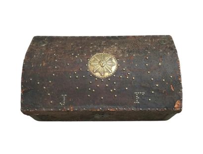 INTERESTING English-made wooden COFFRE covered...
