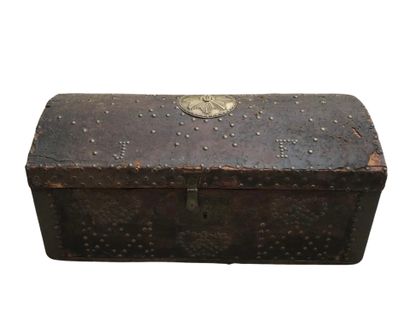 INTERESTING English-made wooden COFFRE covered...