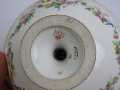 SEVRES: Porcelain polychrome and gold cup...
