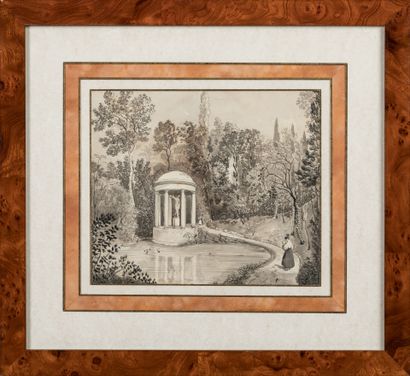 Ecole ITALIENNE vers 1820-1830 : Vue de jardins...