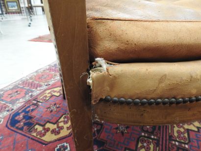 Pair of mahogany shepherd's chairs, backs...