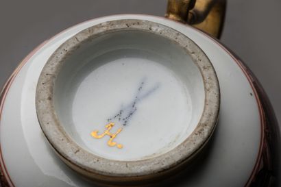 MEISSEN
Porcelain cup and saucer with polychrome...