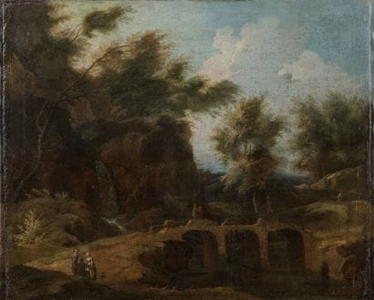 Ecole FRANCAISE du XVIIIème siècle : Paysage...