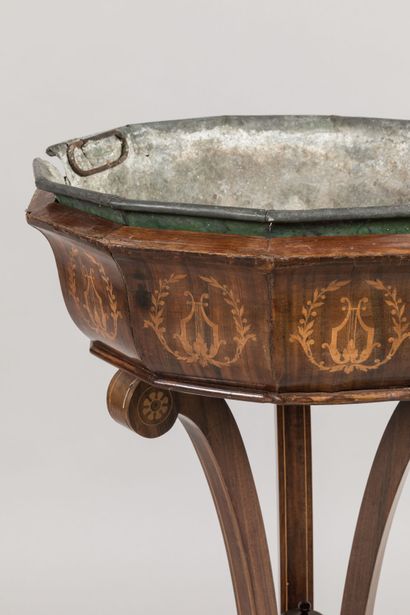 JARDINIERE in rosewood veneer inlaid with...