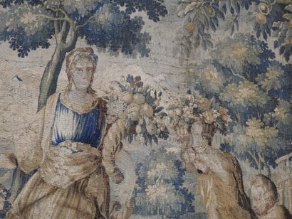 AUBUSSON : Tapisserie en laine à décor d'une...