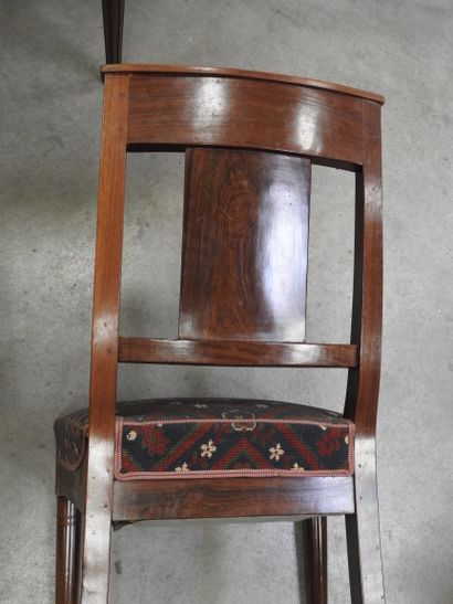 SIX CHAIRS in mahogany, bandeau à la gerbe...
