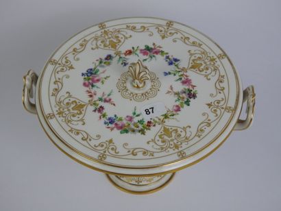 SEVRES: Porcelain polychrome and gold cup...