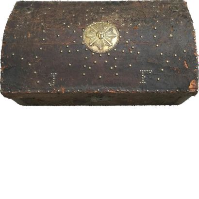 INTERESTING English-made wooden COFFRE covered...