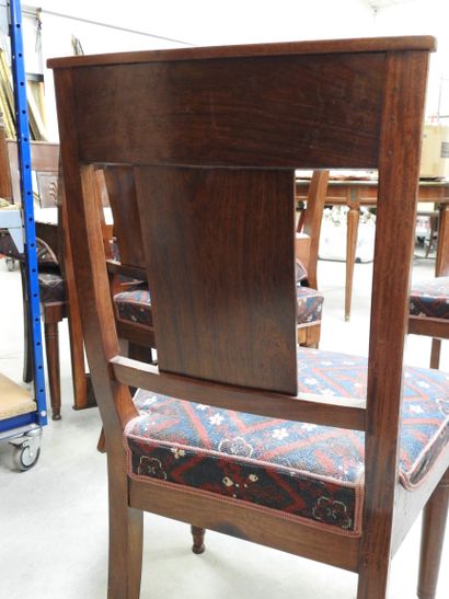 SIX CHAIRS in mahogany, bandeau à la gerbe...