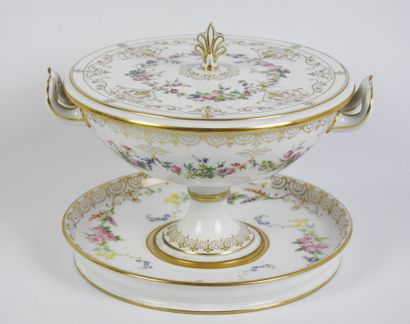 SEVRES: Porcelain polychrome and gold cup...