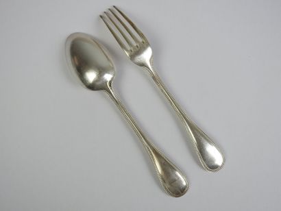 CHRISTOFLE: Silver-plated cutlery set Perles...
