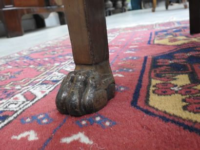 Pair of mahogany armchairs, inverted backrest,...